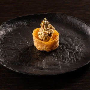 Krepšelis su antienos Foie gras paštetu ir apelsinų – moliūgų džemu